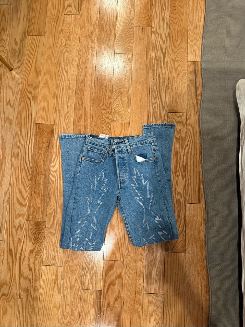 Levi's Light Blue Straight Jeans with Zigzag Stitching